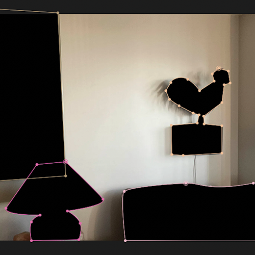 Doing the masking for the projection mapping using my living room as a base.